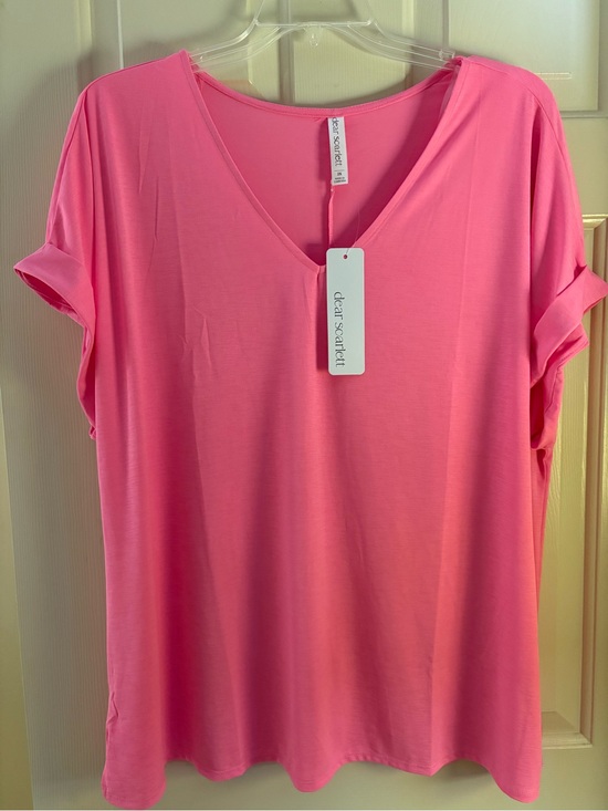 Scarlett Tops - Dear Scarlett Pink V-Neck Short Sleeve Women’s Top NWT Size 2x
